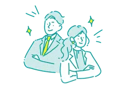 成果を喜ぶ施設スタッフ2人のイラスト