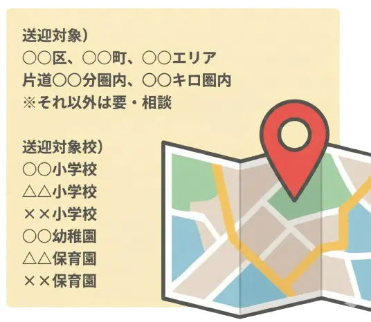 送迎対象エリアと対象校の指定画面